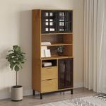 Casa si Gradina - Mobilier - Comode si corpuri - Comode - Dulap cu usi din sticla „FLAM”, 80x40x180 cm, lemn masiv de pin - Infinity.ro