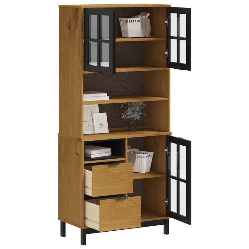 Casa si Gradina - Mobilier - Comode si corpuri - Comode - Dulap cu usi din sticla „FLAM”, 80x40x180 cm, lemn masiv de pin - Infinity.ro