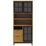 Casa si Gradina - Mobilier - Comode si corpuri - Comode - Dulap cu usi din sticla „FLAM”, 80x40x180 cm, lemn masiv de pin - Infinity.ro