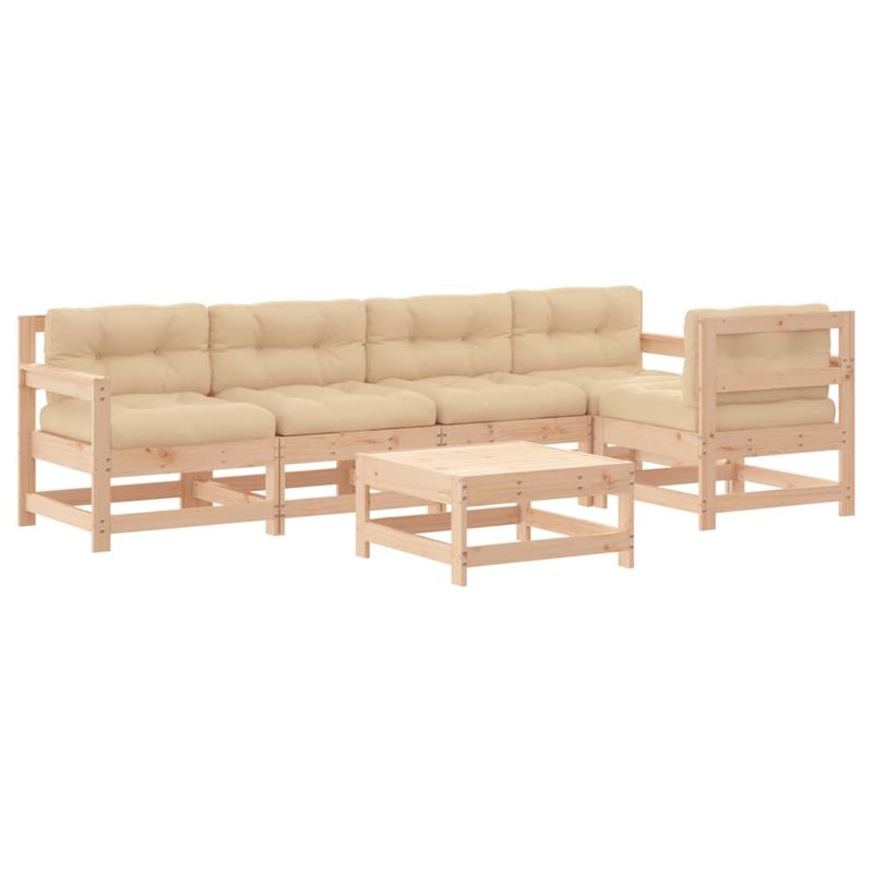 Casa si Gradina - Gradina si terasa - Mobilier exterior - Seturi mobila gradina - Set mobilier relaxare de gradina & perne 6 piese lemn masiv pin - Infinity.ro