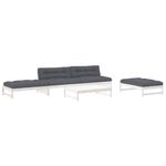 Casa si Gradina - Gradina si terasa - Mobilier exterior - Seturi mobila gradina - Set mobilier relaxare gradina&perne 6 piese alb lemn masiv pin - Infinity.ro