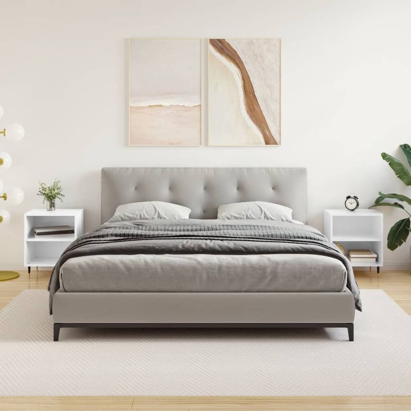 Casa si Gradina - Mobilier - Comode si corpuri - Noptiere - Noptiere, 2 buc., alb extralucios, 40x30x50 cm, lemn compozit - Infinity.ro