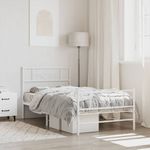 Casa si Gradina - Mobilier - Paturi si accesorii - Paturi - Cadru de pat metalic cu tablie de cap/picioare, alb, 107x203 cm - Infinity.ro