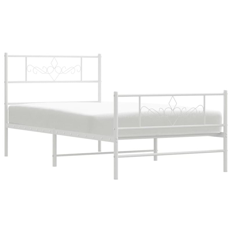 Casa si Gradina - Mobilier - Paturi si accesorii - Paturi - Cadru de pat metalic cu tablie de cap/picioare, alb, 107x203 cm - Infinity.ro