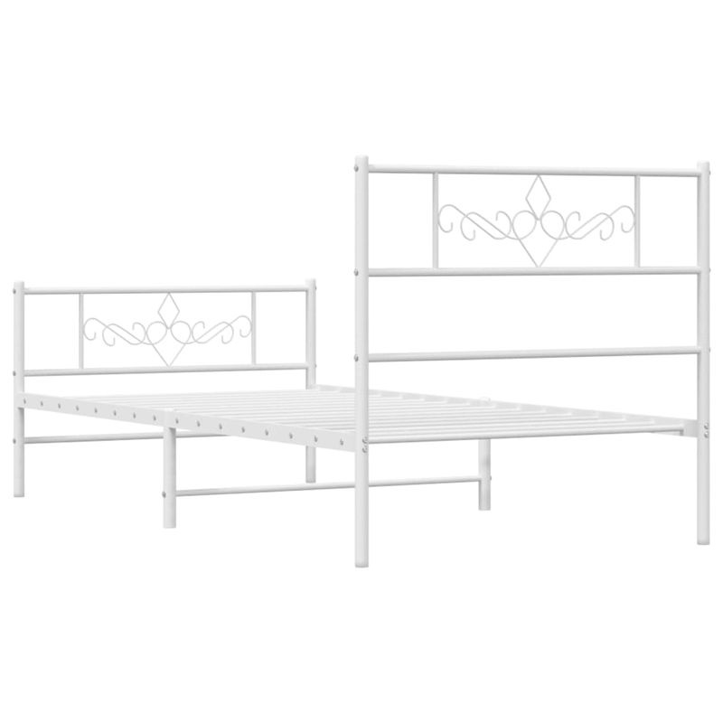 Casa si Gradina - Mobilier - Paturi si accesorii - Paturi - Cadru de pat metalic cu tablie de cap/picioare, alb, 107x203 cm - Infinity.ro