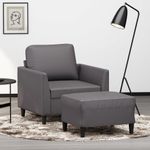 Casa si Gradina - Mobilier - Scaune si fotolii - Fotolii - Fotoliu canapea cu taburet, gri, 60 cm, piele ecologica - Infinity.ro