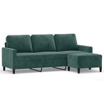 Casa si Gradina - Mobilier - Canapele si coltare - Canapele - Canapea cu 3 locuri si taburet, verde inchis, 180 cm, catifea - Infinity.ro