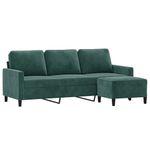 Casa si Gradina - Mobilier - Canapele si coltare - Canapele - Canapea cu 3 locuri si taburet, verde inchis, 180 cm, catifea - Infinity.ro