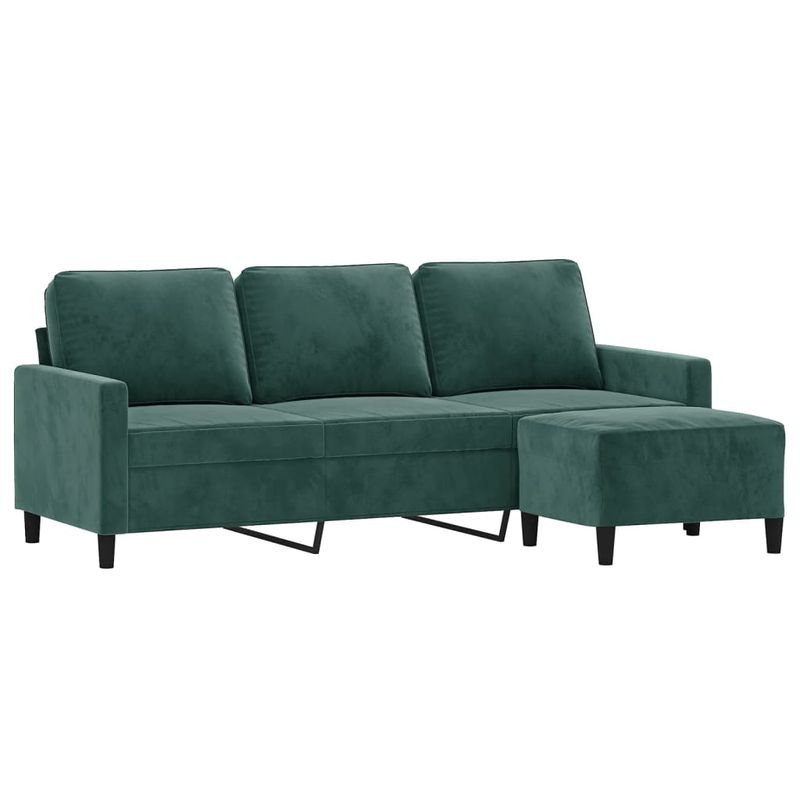 Casa si Gradina - Mobilier - Canapele si coltare - Canapele - Canapea cu 3 locuri si taburet, verde inchis, 180 cm, catifea - Infinity.ro
