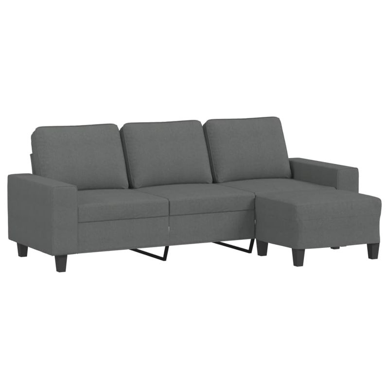 Casa si Gradina - Mobilier - Canapele si coltare - Canapele - Canapea cu 3 locuri si taburet, gri inchis, 180 cm, textil - Infinity.ro
