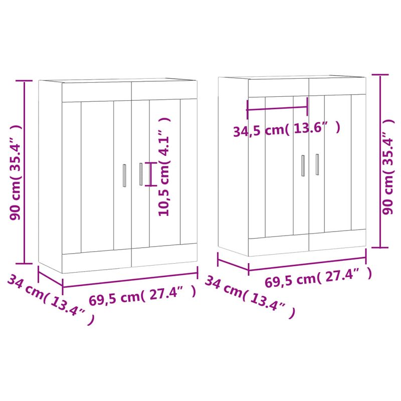 Casa si Gradina - Mobilier - Comode si corpuri - Comode - Dulapuri montate pe perete, 2 buc, gri Sonoma, lemn prelucrat - Infinity.ro