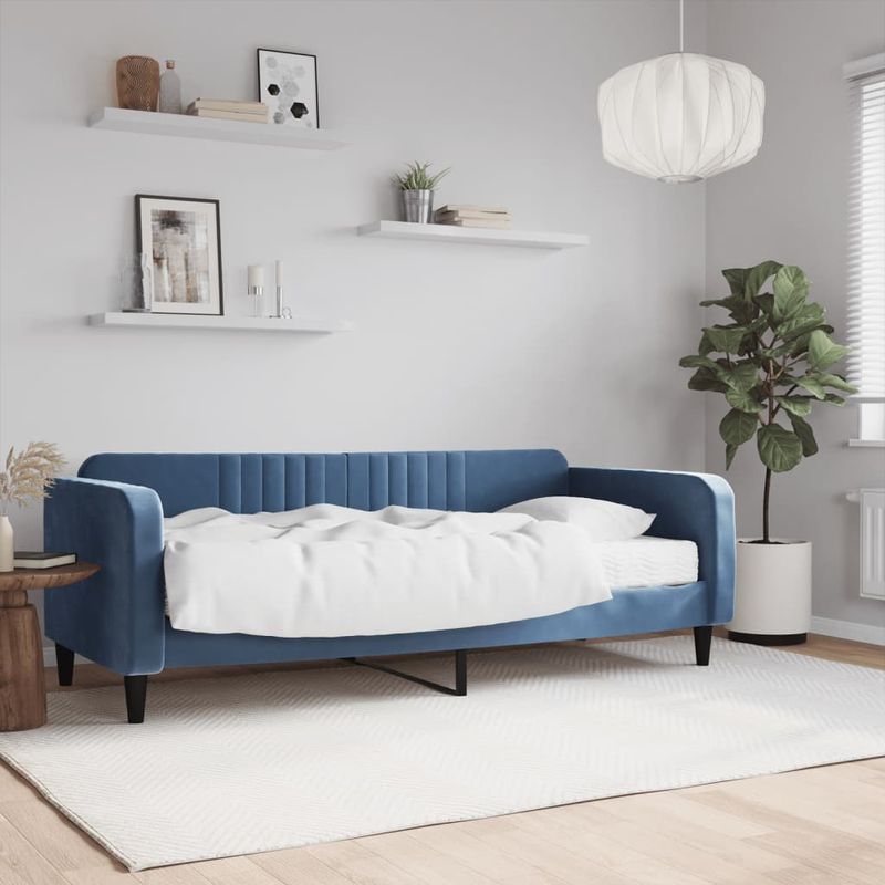 Casa si Gradina - Mobilier - Paturi si accesorii - Paturi - Pat de zi cu saltea, albastru, 90x200 cm, catifea - Infinity.ro