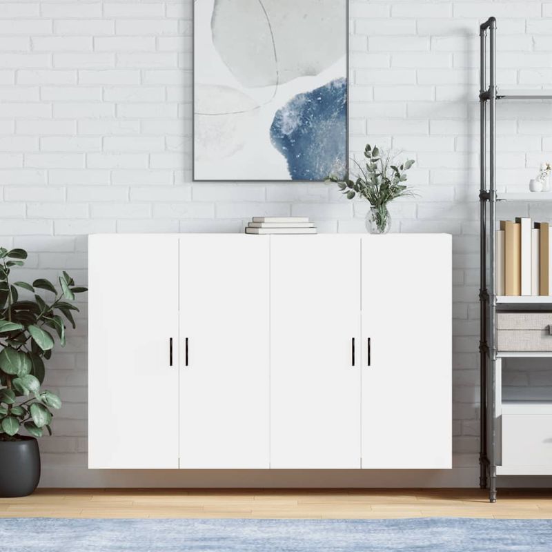 Casa si Gradina - Mobilier - Comode si corpuri - Comode - Dulapuri cu montaj pe perete, 2 buc, alb, 69,5x34x90 cm, model negru cu canelură - Infinity.ro