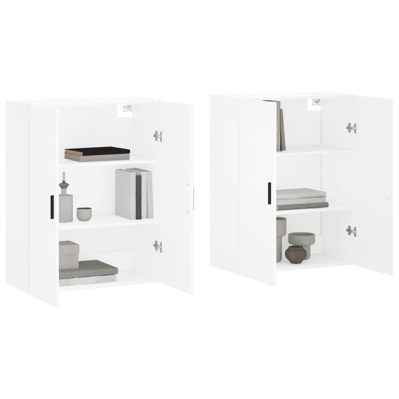 Casa si Gradina - Mobilier - Comode si corpuri - Comode - Dulapuri cu montaj pe perete, 2 buc, alb, 69,5x34x90 cm, model negru cu canelură - Infinity.ro