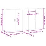Casa si Gradina - Mobilier - Comode si corpuri - Comode - Dulapuri cu montaj pe perete, 2 buc, alb, 69,5x34x90 cm, model negru cu canelură - Infinity.ro