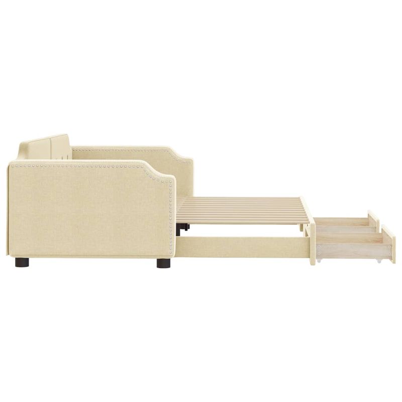 Casa si Gradina - Mobilier - Paturi si accesorii - Paturi - Pat de zi cu extensie si sertare, crem, 100x200 cm, textil - Infinity.ro