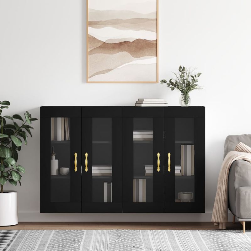 Casa si Gradina - Mobilier - Comode si corpuri - Comode - Dulapuri montate pe perete, 2 buc, negru, lemn prelucrat - Infinity.ro