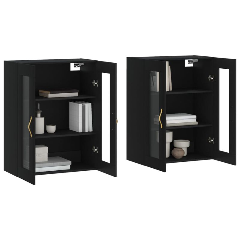Casa si Gradina - Mobilier - Comode si corpuri - Comode - Dulapuri montate pe perete, 2 buc, negru, lemn prelucrat - Infinity.ro