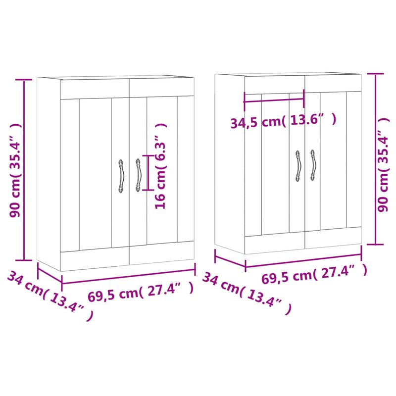 Casa si Gradina - Mobilier - Comode si corpuri - Comode - Dulapuri montate pe perete, 2 buc, negru, lemn prelucrat - Infinity.ro