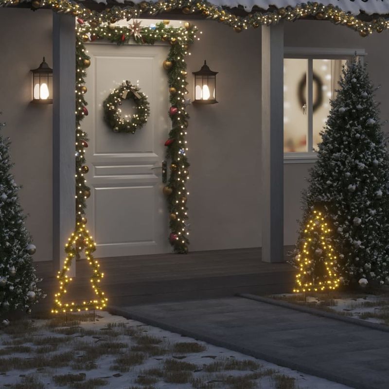 Casa si Gradina - Decoratiuni - Decoratiuni de sezon - Decoratiune brad cu lumini de Crăciun cu tarusi, 80 LED, 60 cm, model cu panglică - Infinity.ro