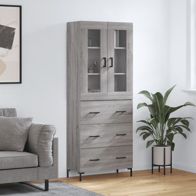 Casa si Gradina - Mobilier - Comode si corpuri - Comode - Dulap inalt, gri sonoma, 69,5x34x180 cm, lemn compozit - Infinity.ro