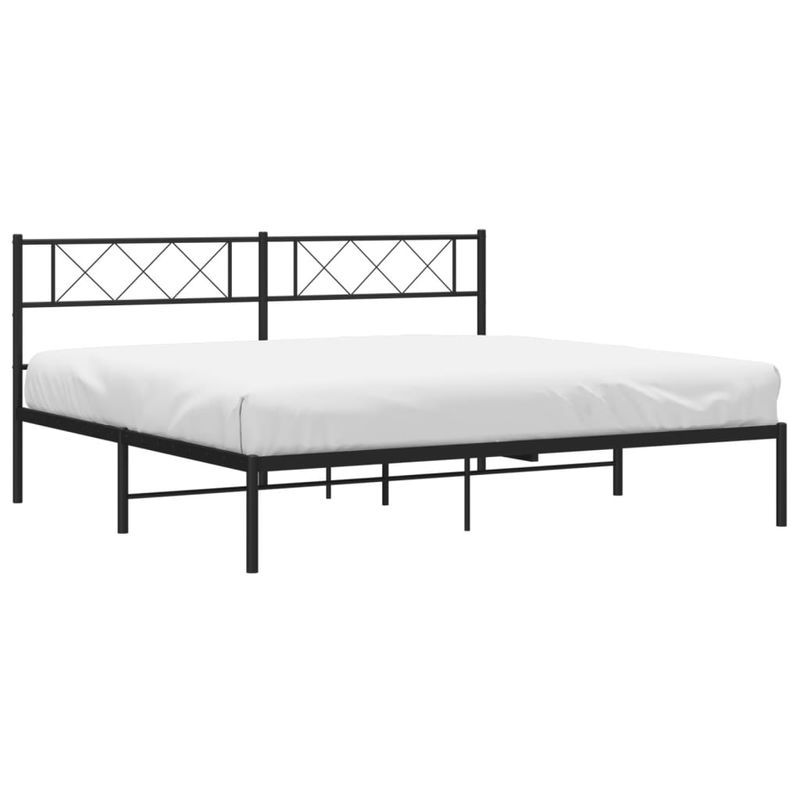 Casa si Gradina - Mobilier - Paturi si accesorii - Paturi - Cadru de pat metalic cu tablie, negru, 200x200 cm - Infinity.ro