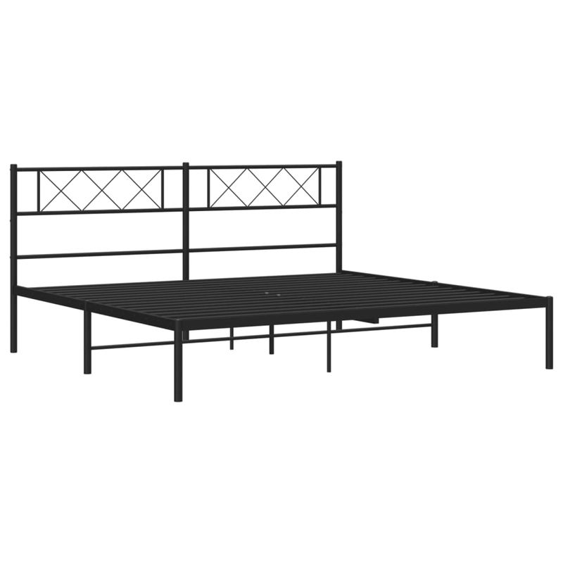 Casa si Gradina - Mobilier - Paturi si accesorii - Paturi - Cadru de pat metalic cu tablie, negru, 200x200 cm - Infinity.ro