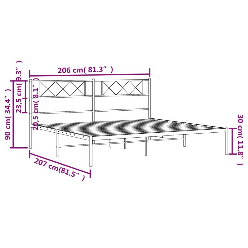 Casa si Gradina - Mobilier - Paturi si accesorii - Paturi - Cadru de pat metalic cu tablie, negru, 200x200 cm - Infinity.ro
