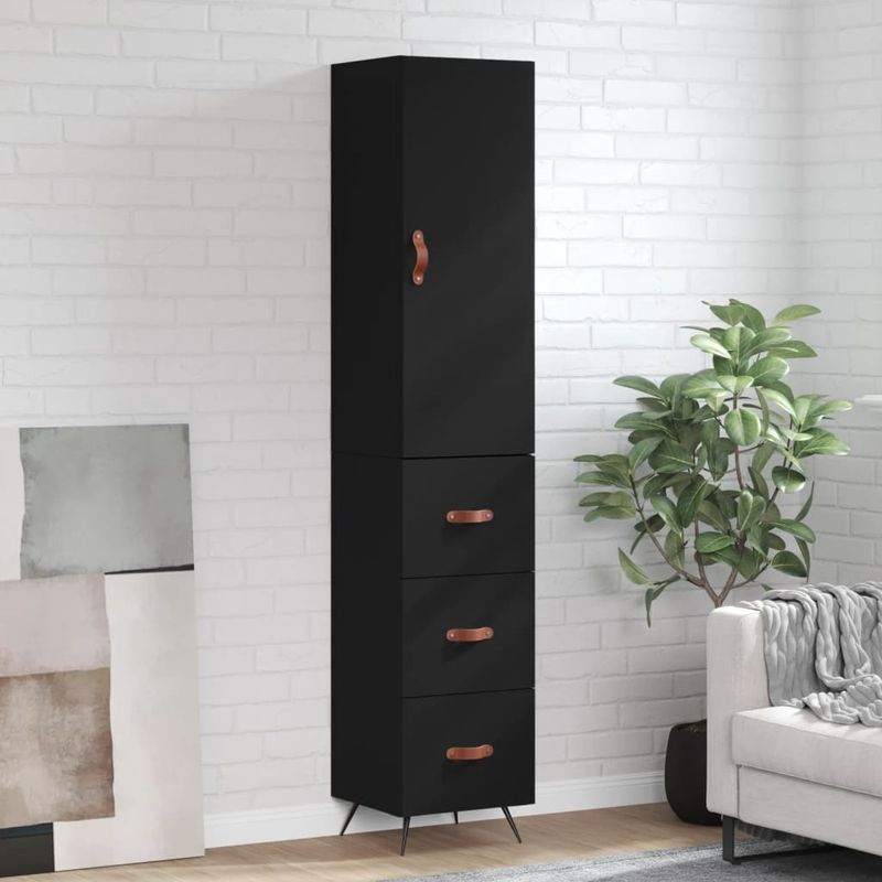 Casa si Gradina - Mobilier - Comode si corpuri - Comode - Dulap inalt, negru, 34,5x34x180 cm, lemn prelucrat - Infinity.ro