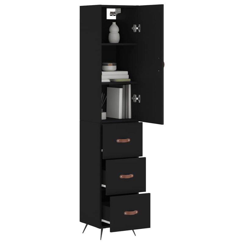 Casa si Gradina - Mobilier - Comode si corpuri - Comode - Dulap inalt, negru, 34,5x34x180 cm, lemn prelucrat - Infinity.ro