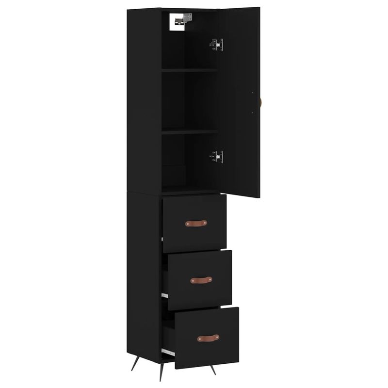 Casa si Gradina - Mobilier - Comode si corpuri - Comode - Dulap inalt, negru, 34,5x34x180 cm, lemn prelucrat - Infinity.ro
