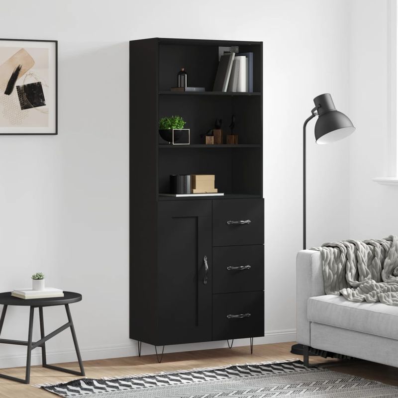 Casa si Gradina - Mobilier - Comode si corpuri - Comode - Dulap inalt, negru, 69,5x34x180 cm, lemn compozit - Infinity.ro