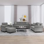 Casa si Gradina - Mobilier - Seturi de mobilier - Seturi living - Set de canapele cu perne, 4 piese, gri inchis, microfibra - Infinity.ro