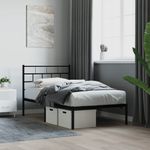 Casa si Gradina - Mobilier - Paturi si accesorii - Paturi - Cadru de pat din metal cu tablie, negru, 100x200 cm - Infinity.ro