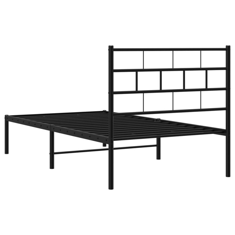 Casa si Gradina - Mobilier - Paturi si accesorii - Paturi - Cadru de pat din metal cu tablie, negru, 100x200 cm - Infinity.ro