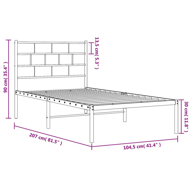 Casa si Gradina - Mobilier - Paturi si accesorii - Paturi - Cadru de pat din metal cu tablie, negru, 100x200 cm - Infinity.ro