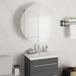 Casa si Gradina - Mobilier - Mobilier baie - Corpuri baie - Dulap de baie cu oglinda rotunda si LED, negru, 47x47x17,5 cm - Infinity.ro
