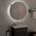 Casa si Gradina - Mobilier - Mobilier baie - Corpuri baie - Dulap de baie cu oglinda rotunda si LED, negru, 47x47x17,5 cm - Infinity.ro