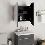Casa si Gradina - Mobilier - Mobilier baie - Corpuri baie - Dulap de baie cu oglinda rotunda si LED, negru, 47x47x17,5 cm - Infinity.ro