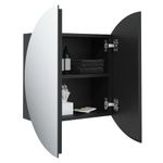 Casa si Gradina - Mobilier - Mobilier baie - Corpuri baie - Dulap de baie cu oglinda rotunda si LED, negru, 47x47x17,5 cm - Infinity.ro