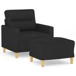 Casa si Gradina - Mobilier - Scaune si fotolii - Fotolii - Fotoliu canapea cu taburet, negru, 60 cm, material textil - Infinity.ro