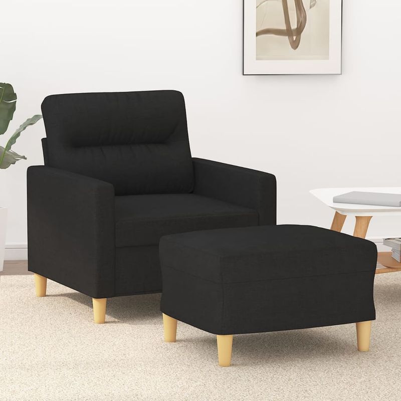Casa si Gradina - Mobilier - Scaune si fotolii - Fotolii - Fotoliu canapea cu taburet, negru, 60 cm, material textil - Infinity.ro