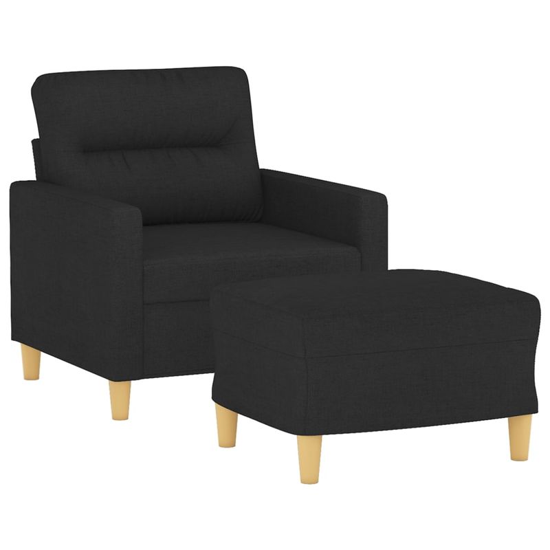 Casa si Gradina - Mobilier - Scaune si fotolii - Fotolii - Fotoliu canapea cu taburet, negru, 60 cm, material textil - Infinity.ro