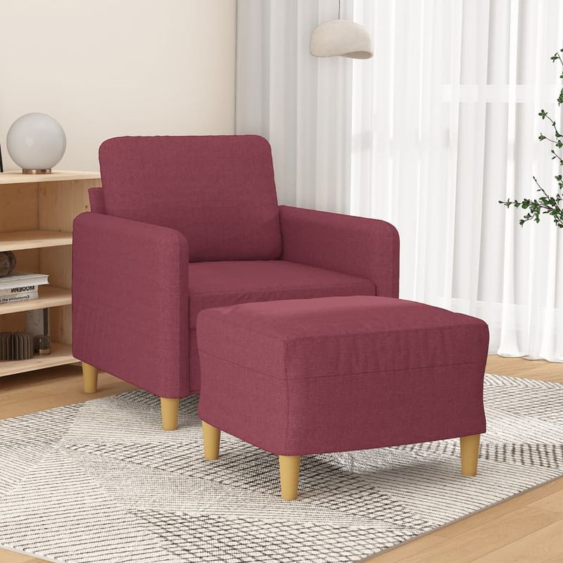 Casa si Gradina - Mobilier - Scaune si fotolii - Fotolii - Fotoliu canapea cu taburet, rosu vin, 60 cm, material textil - Infinity.ro