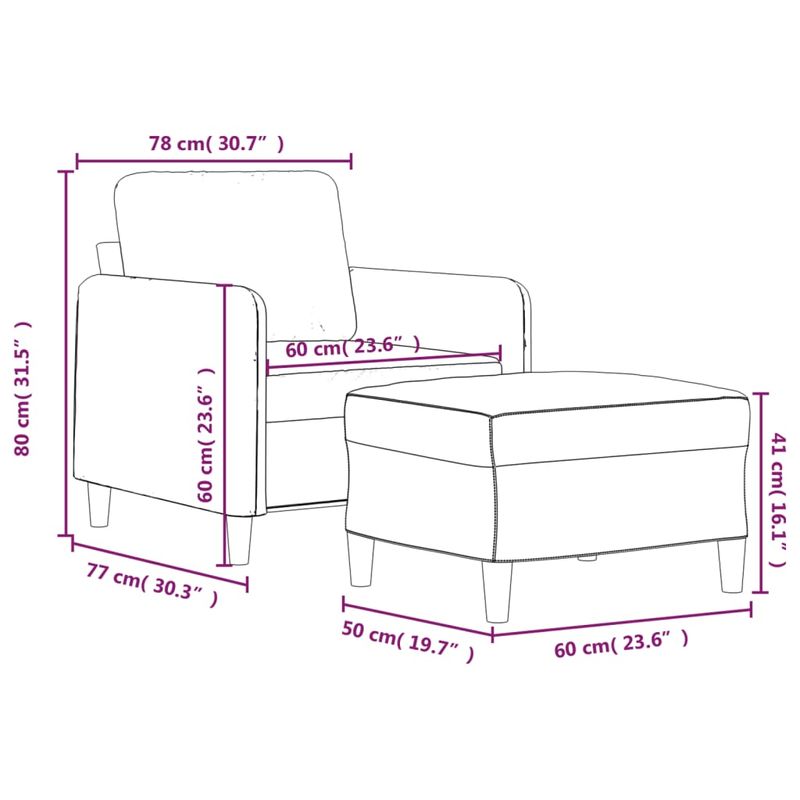 Casa si Gradina - Mobilier - Scaune si fotolii - Fotolii - Fotoliu canapea cu taburet, rosu vin, 60 cm, material textil - Infinity.ro
