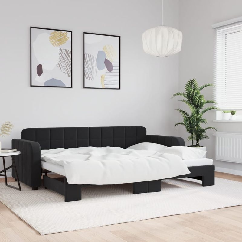 Casa si Gradina - Mobilier - Paturi si accesorii - Paturi - Pat de zi cu extensie, negru, 80x200 cm, catifea - Infinity.ro