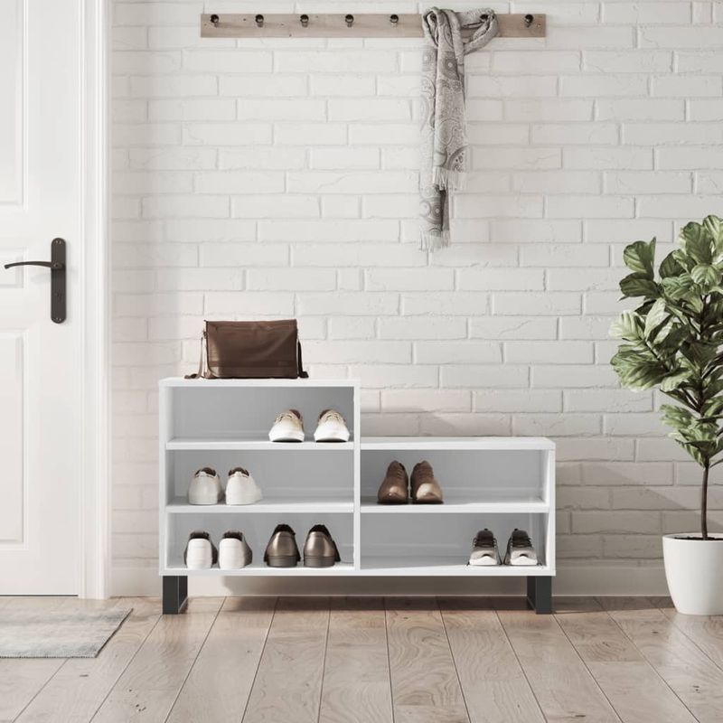 Casa si Gradina - Mobilier - Organizare si depozitare - Organizator incaltaminte - Pantofar, alb extralucios, 102x36x60 cm, lemn compozit - Infinity.ro