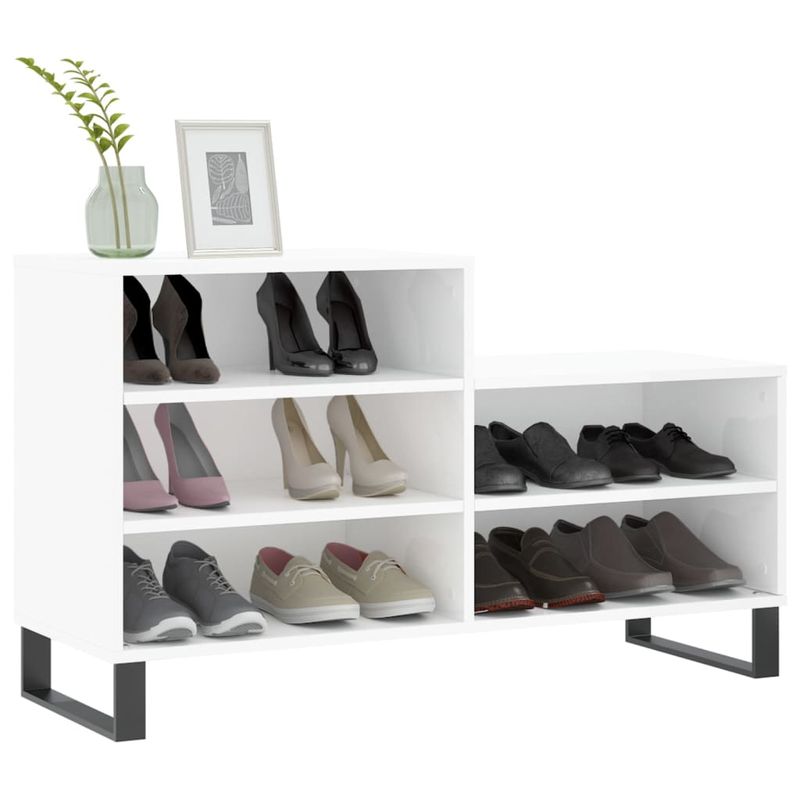 Casa si Gradina - Mobilier - Organizare si depozitare - Organizator incaltaminte - Pantofar, alb extralucios, 102x36x60 cm, lemn compozit - Infinity.ro