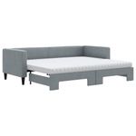 Casa si Gradina - Mobilier - Paturi si accesorii - Paturi - Pat de zi cu extensie si saltele, gri deschis, 80x200 cm textil - Infinity.ro