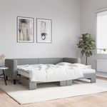 Casa si Gradina - Mobilier - Paturi si accesorii - Paturi - Pat de zi cu extensie si saltele, gri deschis, 80x200 cm textil - Infinity.ro